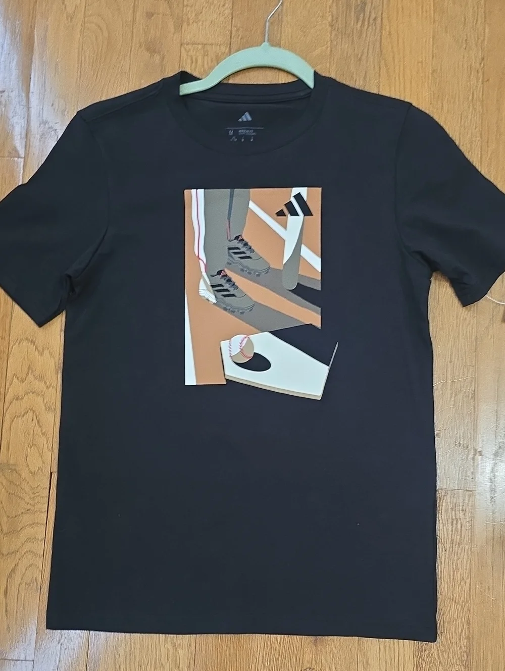 ADIDAS SIGNATURE BRAND BOYS BLACK SHORT SLEEVES BASEBALL TEE SIZE MEDIUM 10/12